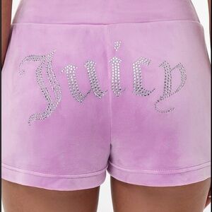 Juicy Couture Purple Athletic Shorts with Rhinestone Detail